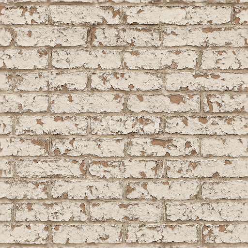 Seamless 3d texture pbr 8K painted brick wall with weathered brick and peeling paint details