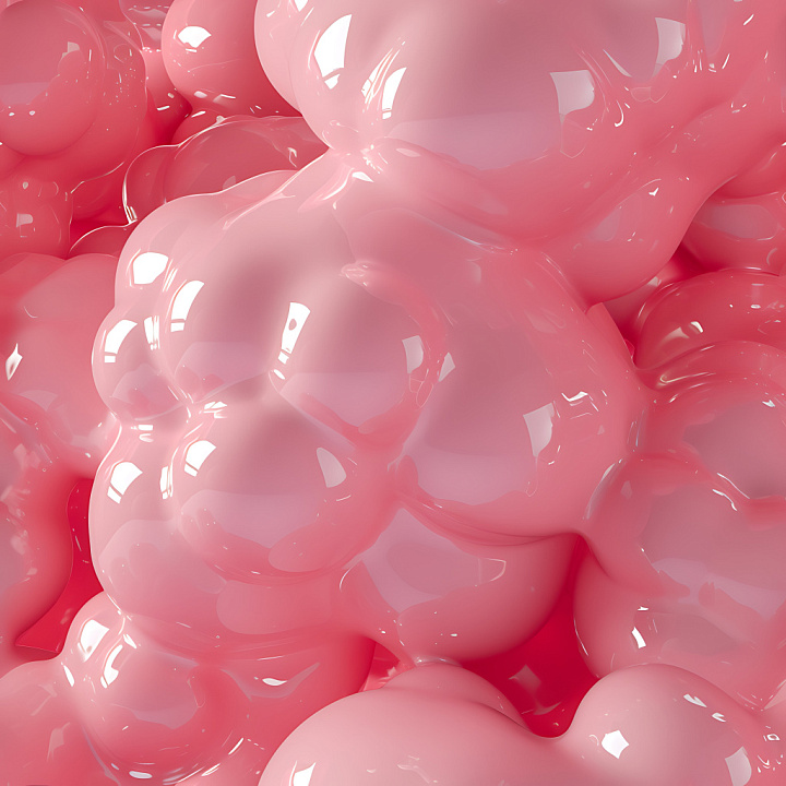 Inflated Glossy Bubble in Soft Pink seamless PBR texture preview