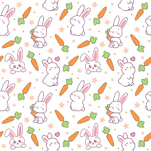Seamless 3D Pattern PBR Texture Featuring Adorable Bunny and Carrot Motifs in Pastel Colors texture preview