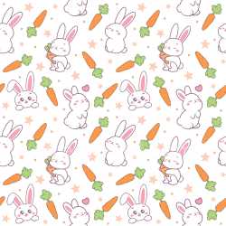 Pattern Bundle - Seamless 3D Pattern PBR Texture Featuring Adorable Bunny and Carrot Motifs in Pastel Colo… texture preview