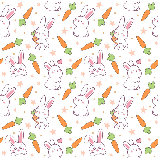 Pattern Bundle - Seamless 3D Pattern PBR Texture Featuring Adorable Bunny and Carrot Motifs in Pastel Colo… texture preview