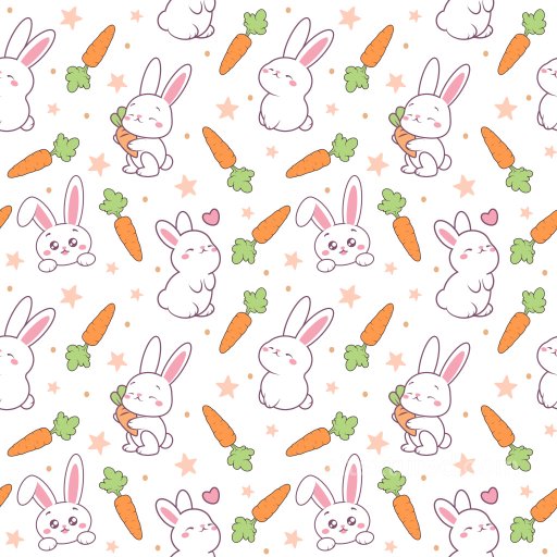 Pattern PBR Texture Featuring Adorable Bunny and Carrot Motifs in Pastel Colors seamless Pattern Bundle PBR texture