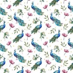 Pattern Bundle - Seamless 3D Pattern PBR Texture with Watercolor Peacock Motifs and Botanical Accents texture preview