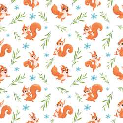 Pattern Bundle - Seamless 3D Pattern PBR Texture Featuring Playful Squirrels with Botanical Motifs in Brig… texture preview