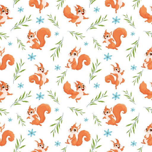 Pattern PBR Texture Featuring Playful Squirrels with Botanical Motifs in Bright Colors seamless Pattern Bundle PBR texture