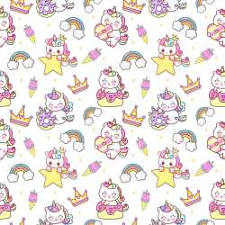 Pattern Bundle - Seamless 3D Pattern PBR Texture Featuring Cute Kawaii Unicorns and Colorful Cartoon Motifs texture preview