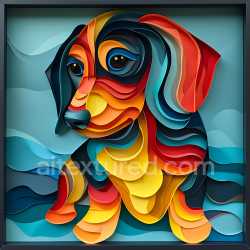 seamless Seamless 3D PBR Texture of Colorful Dachshund Origami Style Artwork texture 8k free download PBR