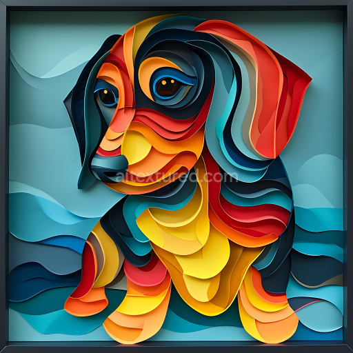 Seamless 3D PBR Texture of Colorful Dachshund Origami Style Artwork