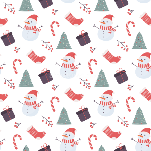 Seamless 3D PBR Texture of Christmas Digital Paper with Snowmen and Holiday Icons