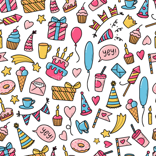 Preview — Seamless 3D PBR Texture with Colorful Birthday Party Icons Pattern