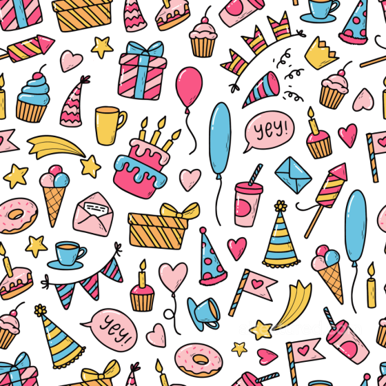with Colorful Birthday Party Icons Pattern Birthday texture preview