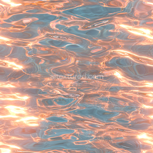 Seamless 3D Water PBR Texture Featuring Warm Sunset-Toned Rippling Surface