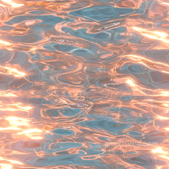 Water PBR Texture Featuring Warm Sunset-Toned Rippling Surface Water texture preview