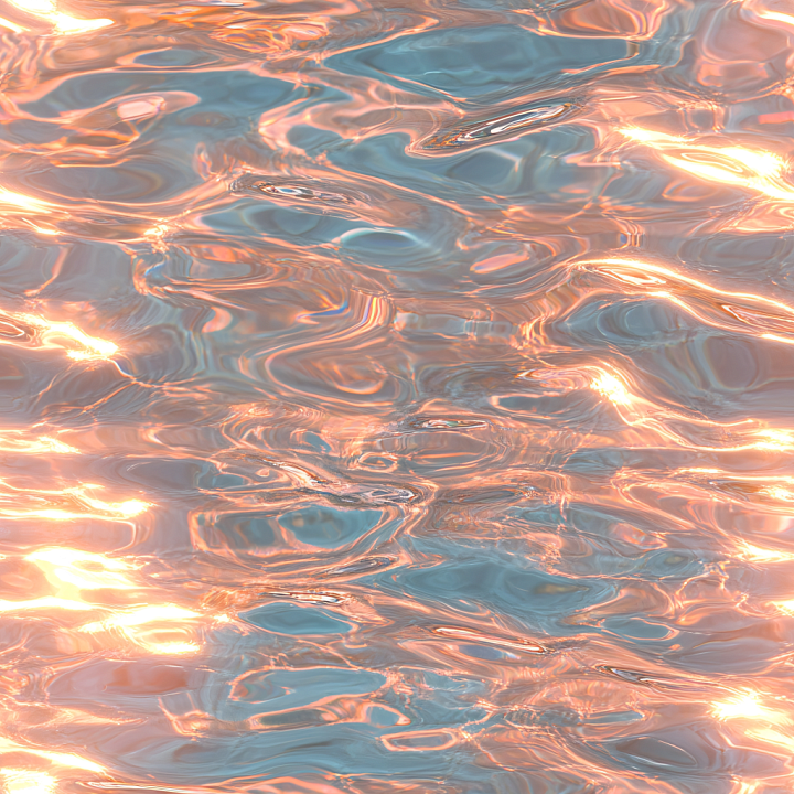 Water Featuring Warm Sunset-Toned Rippling Surface seamless PBR texture preview
