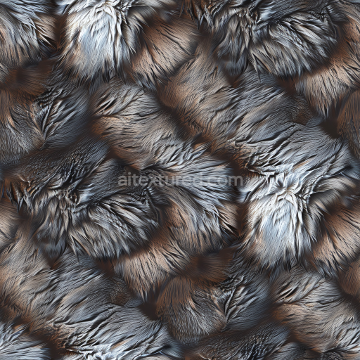 Seamless 3D textured grey fur leather PBR material with detailed fur grain and natural shading