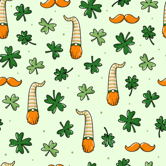 with Cartoon Shamrocks, Gnome Hats & Mustaches St patrick texture preview