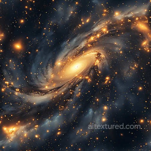 Space PBR Texture Featuring a Glowing Spiral Galaxy with Starfield and Cosmic Clouds seamless Star, space, planets PBR texture