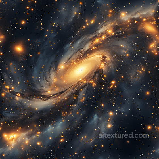 Space PBR Texture Featuring a Glowing Spiral Galaxy with Starfield and Cosmic Clouds Star, space, planets texture preview