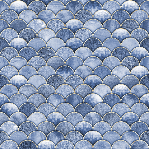 Blue Mermaid Scale Pattern Seamless Texture with Varied Surface Finishes seamless Mermaid Scale  PBR texture