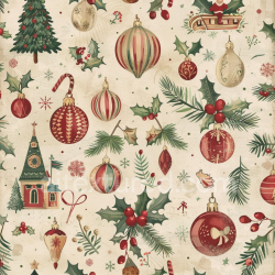 seamless Seamless 3D PBR Texture Featuring Vintage Christmas Ornaments and Foliage texture 8k free download PBR