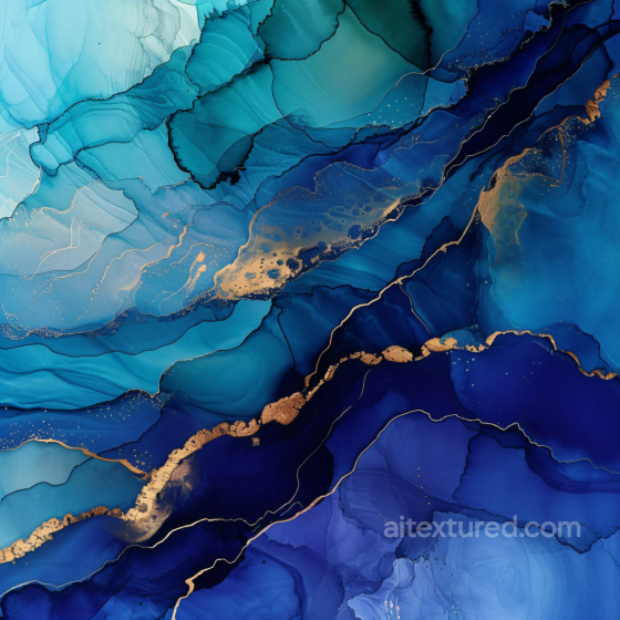 Alcohol Ink PBR Texture Featuring Deep Blue and Gold Fluid Swirls Alcohol ink texture preview