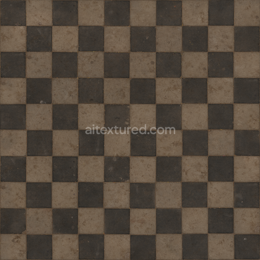 Checkered Pavement Tiles — Concrete Tiled Pavement Tiled Pavement Urban — PBR seamless 3D texture