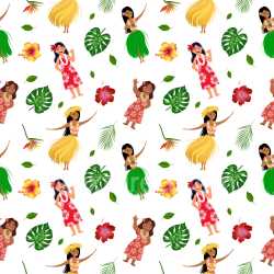Pattern Bundle - Seamless 3D Pattern PBR Texture of Hawaiian Women & Tropical Motifs on White texture preview
