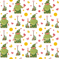 seamless Seamless 3D PBR Cartoon Leprechaun with Flowers and Butterflies Texture texture 8k free download PBR