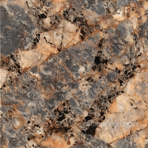 Granite Rock Texture Featuring Warm Orange and gray Veins seamless Stone PBR texture