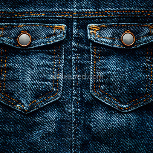 Seamless 3D Worn Denim PBR Texture Featuring Distressed Stitching and Faded Blue Fabric