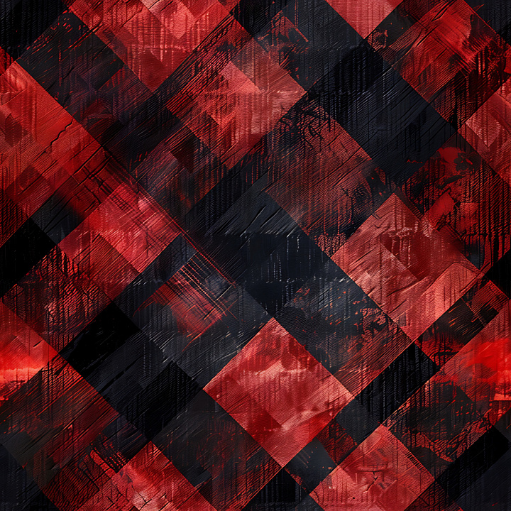 Red and Black Plaid with Distressed Fabric Weave seamless PBR texture preview