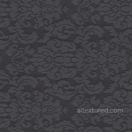 Floral Embossed Black seamless Fabric PBR texture