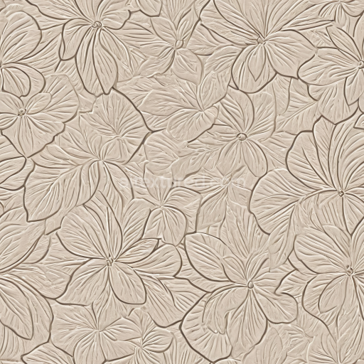 Seamless 3D Embossed Beige Floral Leather PBR Texture with Fine Detailing