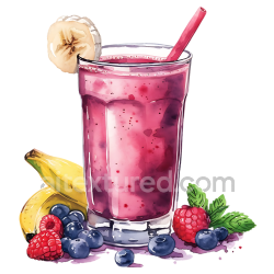 seamless Breakfast Berry and Banana Smoothie with Fresh Berries and Mint Illustration texture 8k free download PBR