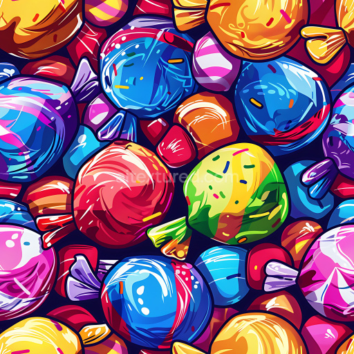 Seamless 3D PBR Texture Featuring Bright Colorful Candy-Inspired Graffiti