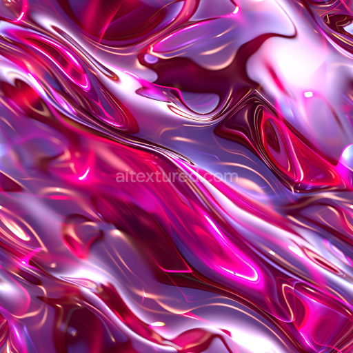 Seamless 3D PBR Texture Featuring Pink and Purple Glossy Fluid Patterns