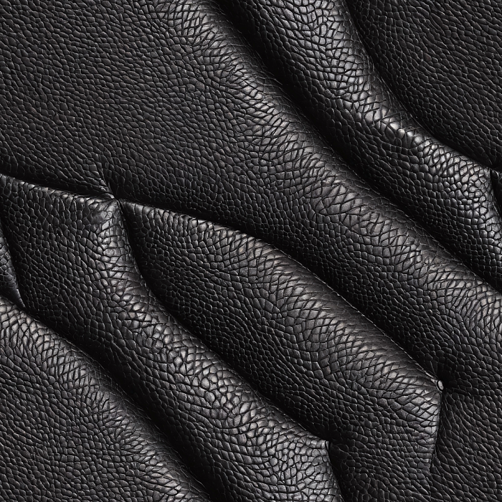 Pebbled Black Leather with Detailed Grain and Soft Folds seamless PBR texture preview