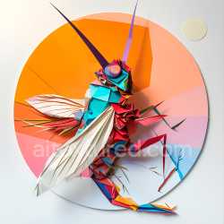 seamless Seamless 3D PBR texture featuring vibrant origami cricket with geometric wings and angular shapes texture 8k free download PBR