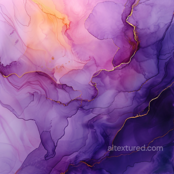 Alcohol Ink PBR Texture Featuring Rich Purple Flow and Elegant Gold Veining Alcohol ink texture preview