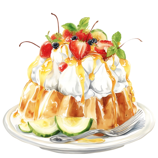 Baked Alaska Breakfast Graphic with Fresh Berries and Mint Toppings