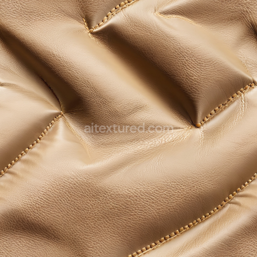 Seamless 3D tufted beige leather upholstery PBR texture with fine grain and stitching