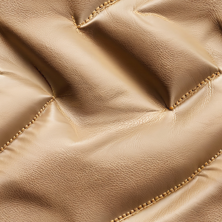 Tufted Beige Leather Upholstery With Fine Grain And Stitching seamless PBR texture preview