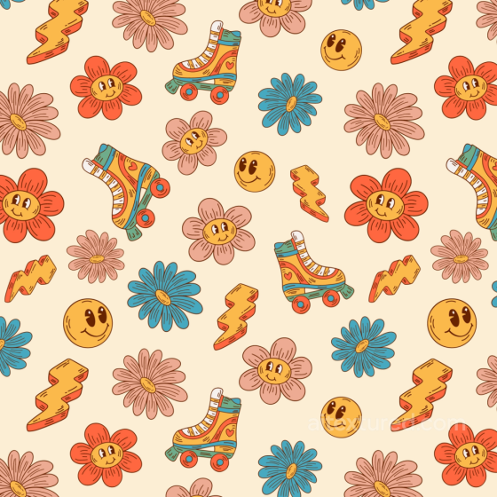 with Colorful Happy Face Pattern and Retro Motifs Happy Face pattern texture preview