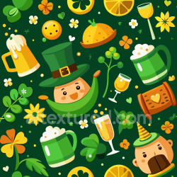 seamless Seamless 3D PBR Texture Featuring St Patrick's Day Festive Icons and Green Palette texture 8k free download PBR