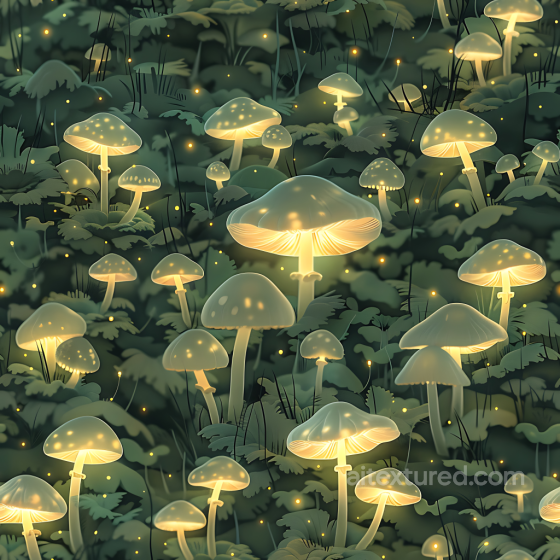 Glowing Mushroom Camouflage PBR Texture with Soft Green Foliage and Luminous Fungi Color Camouflage texture preview