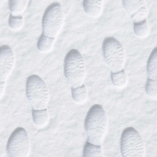 Seamless 3d texture pbr 8k of snow footprints on white snow frozen surface