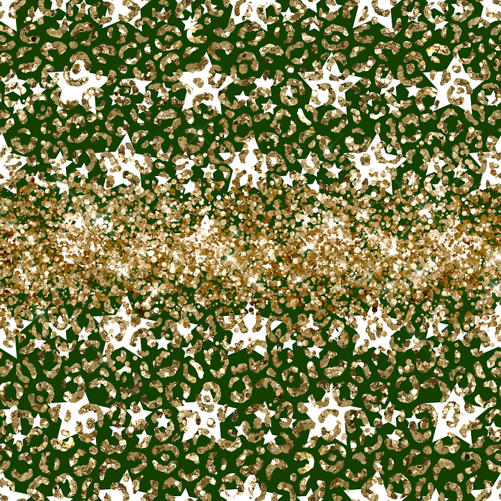 with Gold Glitter and Star Patterns on Green seamless PBR texture preview