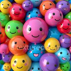 seamless Seamless 3D Inflated PBR Texture of Glossy Multicolor Smiley Balloons texture 8k free download PBR