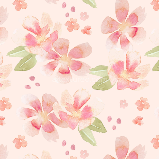 Seamless 3D PBR Texture Featuring Soft Watercolor Cherry Floral Pattern