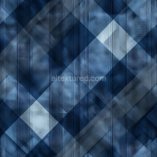 Seamless 3D PBR Texture Featuring Blue Plaid Pattern with Frosted Glass Style